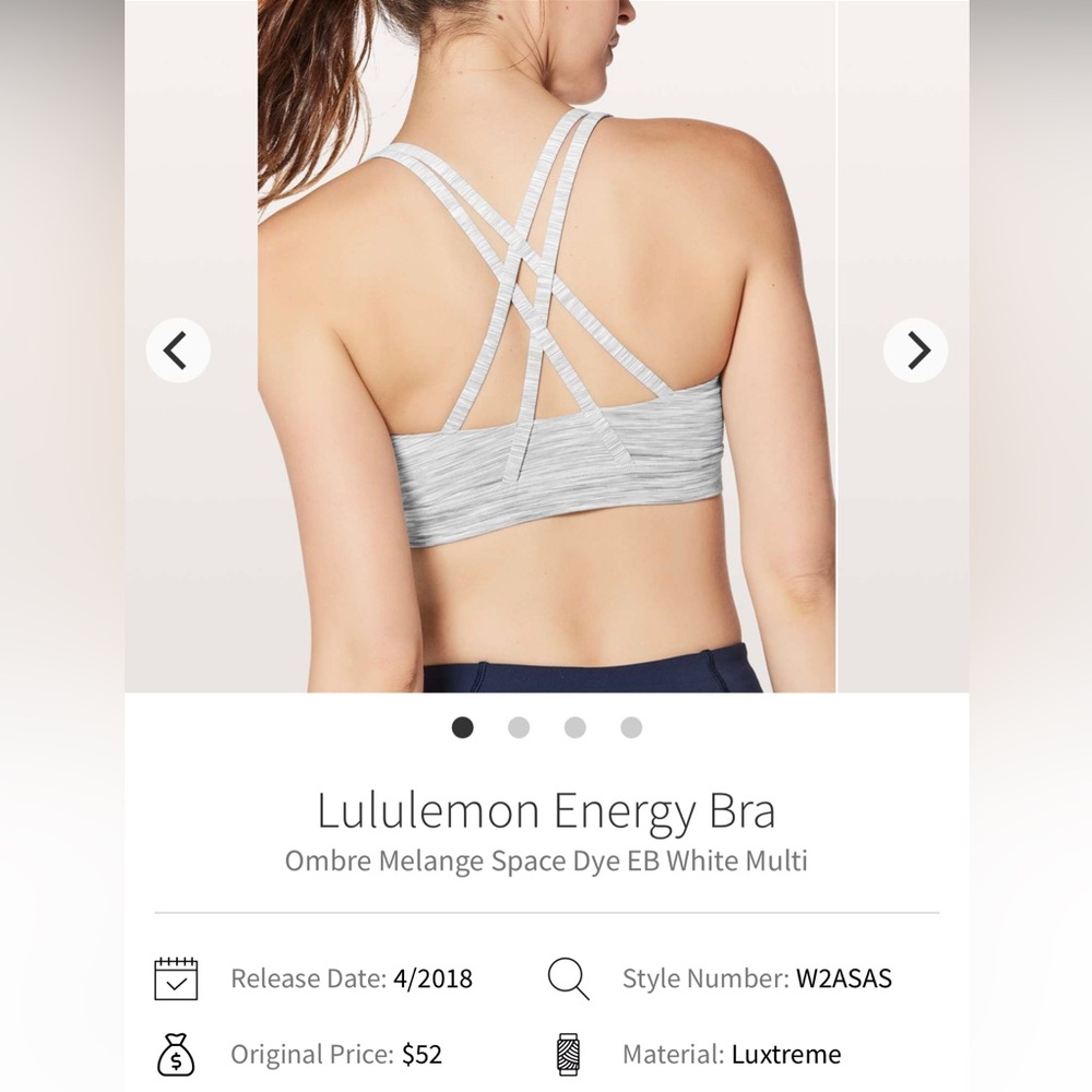 Lululemon Energy Sports Bra Ombre Melange Space Dye EB White Multi Size 8